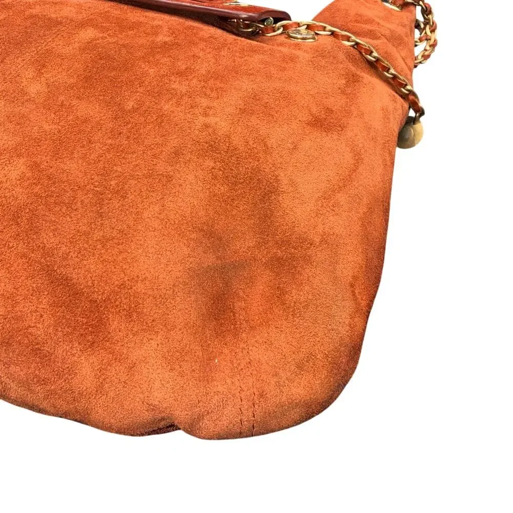 Maison Mayle Jeanne Doro Hobo Bag Marsala Suede Leather Chain Shoulder Rust